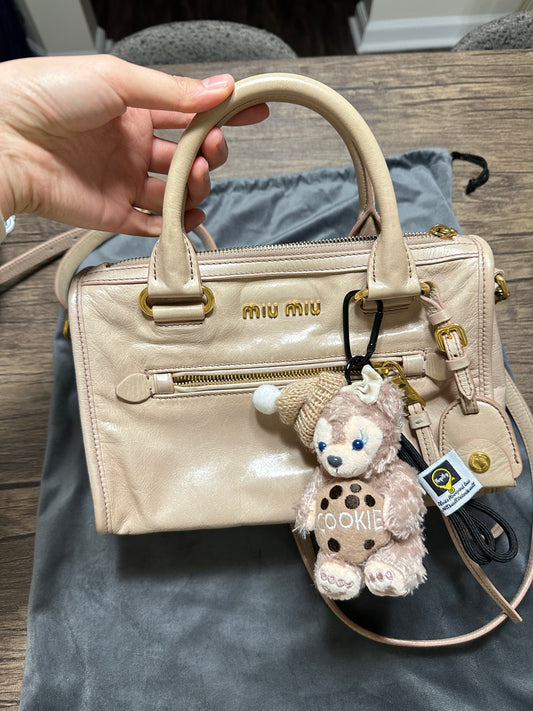 Auth MIU MIU Logo Hand Bag Shoulder Bag Beige Leather