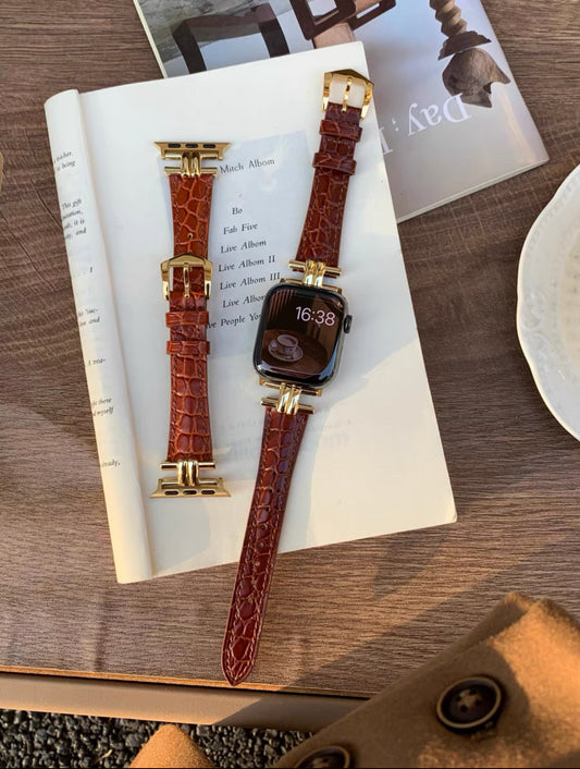 Classic Crocodile-Embossed Leather Apple Watch Band