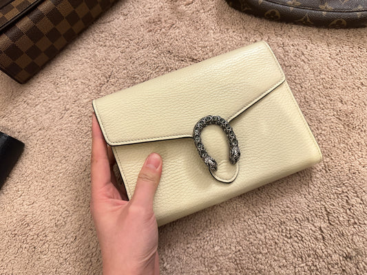 Pre-owned GUCCI DIONYSUS MINI LEATHER CHAIN WALLET